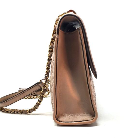 Tory Burch Fleming Convertible Medium Shoulder Bag Quilted Leather Beige Heron - Picture 5 of 14